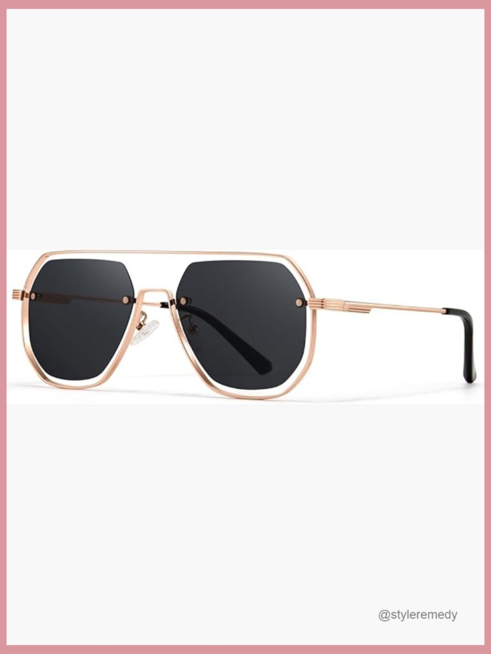 Metal Frame Hollow Geometric Oversized Aviator Sunglasses Polarized UV